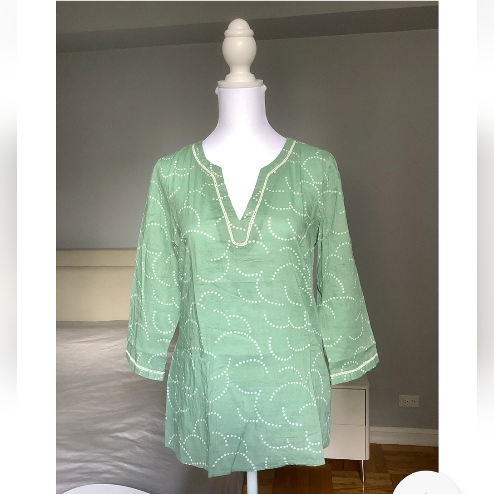 Boden Cotton Tunic Top green 6